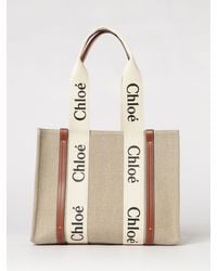 Chloé - Chlo&Eacute Woody Medium Cotton Canvas Bag - Lyst