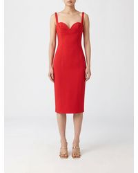 Elisabetta Franchi - Crêpe Midi Sheath Dress With Sweetheart Neckline - Lyst