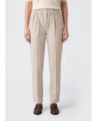 Brunello Cucinelli - Slim Fit Stretch Cotton Trousers - Lyst
