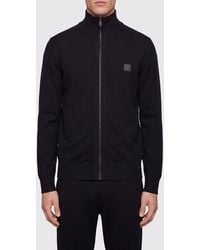 BOSS - Cotton And Cashmere Turtleneck Zip-Up Jumper - Lyst