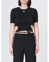 Courreges - Courr&Egrave	Ges Cotton Crop T-Shirts With Logo - Lyst