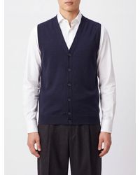 Zanone - V-Neck Pure Wool Knitted Waistcoat With Button Closure - Lyst