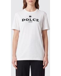 Dolce & Gabbana - Dolce &Amp Gabbana Cotton T-Shirt With Contrasting Logo And Dropped Shoulders - Lyst