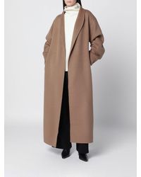 Almada Label - Oversized Long Wool Robe Coat With Shawl Collar - Lyst
