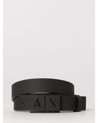 ARMANI EXCHANGE - Leather Belt With Logo Plaque - Lyst