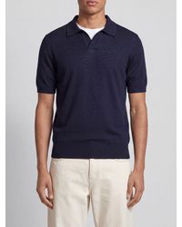 BOSS - Virgin Wool Knit Polo Shirt With V-Neck And Short Sleeves - Lyst