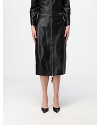 Elisabetta Franchi - Lambskin Leather Midi Pencil Skirt With Two-Way Zipper - Lyst
