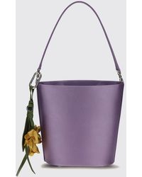 Self-Portrait - Polyester Satin Mini Bucket Bag With Keychain - Lyst