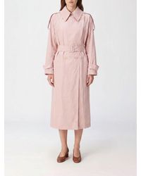 Erika Cavallini Semi Couture - Double-Breasted Long Technical Fabric Trench Coat With Belt - Lyst