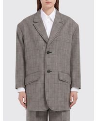 Marni - Oversized Single-Breasted Tartan Virgin Wool Short Coat - Lyst