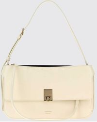 Ferragamo - Smooth Leather Shoulder Bag With Clasp Closure And Laminated Logo - Lyst