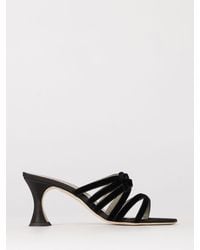 Manolo Blahnik - Clementel Satin And Velvet Mules With Bow - Lyst