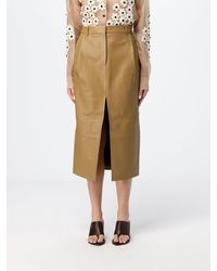 KHAITE - Mid-Rise Leather Midi Pencil Skirt With Front Slit - Lyst