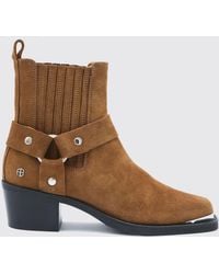 Anine Bing - Low-Heeled Suede Western Boots With Elasticated Ankles - Lyst