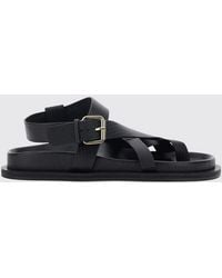 A.Emery - Lizard-Effect Leather Thong Sandals With Ankle Strap - Lyst