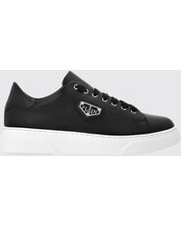 Philipp Plein - Smooth Leather Low-Top Sneakers With Applied Side Logo - Lyst