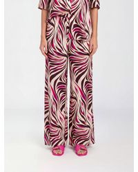 Twinset - Printed Viscose Blend Wide Trousers - Lyst
