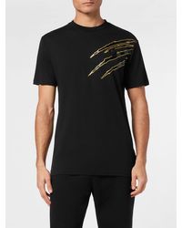 Philipp Plein - Slim Fit Cotton T-Shirt With Graphic Print And Dropped Shoulders - Lyst