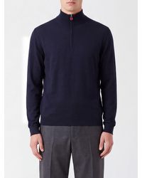 Kiton - Pure Wool Half-Zip Roll Neck Jumper With Ribbed Trims - Lyst