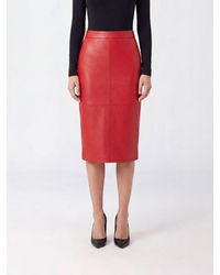Pinko - High-Waisted Slim Fit Faux Leather Midi Pencil Skirt - Lyst