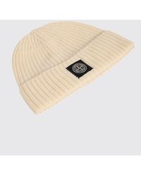 Stone Island - Ribbed Virgin Wool Beanie Hat With Compass Logo - Lyst