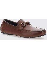 Ferragamo - Calfskin Driver Loafers With Metal Gancini Horsebit - Lyst