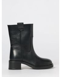 Alohas - Smooth Leather Biker Boots With Double Pull Tabs And Rubber Sole - Lyst
