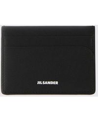 Jil Sander - Grained Calfskin Card Holder With Laminated Logo And Four Slots - Lyst