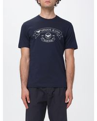 Emporio Armani - Slim Fit Cotton T-Shirt With Contrast Logo - Lyst