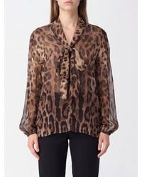 Dolce & Gabbana - Dolce &Amp Gabbana Animal-Print Silk Shirt With Pussy-Bow Collar - Lyst