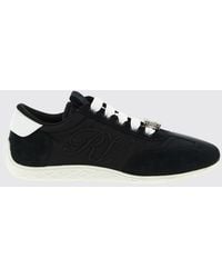Roger Vivier - Viv Low Leather And Fabric Sneakers With Jewel Buckle - Lyst
