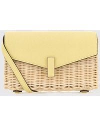 Valextra - Iside Bicolor Raffia And Grained Leather Crossbody Mini Bag - Lyst