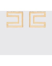 Elisabetta Franchi - Brass Earrings With Set Rhinestones - Lyst