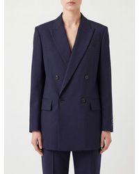 MM6 by Maison Margiela - Cropped Double-Breasted Wool-Blend Blazer - Lyst
