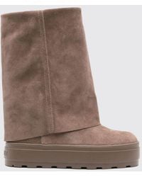 Casadei - Suede Knee-High Boots With High Wedge Heel - Lyst