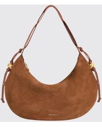 Coccinelle - Thess Suede Shoulder Bag With Metallic Logo - Lyst