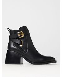 See By Chloé - Averi Ankle Boots In Leather With Buckle - Lyst