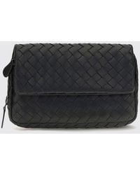 Bottega Veneta - Intrecciato Lambskin Leather Shoulder Bag With Flap Closure - Lyst