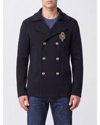 Dolce & Gabbana - Dolce &Amp Gabbana Double-Breasted Short Virgin Wool Coat With Crest - Lyst