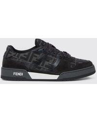 Fendi - Match Suede And Jacquard Ff Canvas Sneakers - Lyst