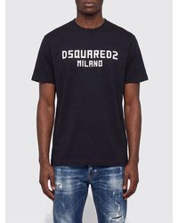 DSquared² - Short-Sleeved Cotton T-Shirt With Contrasting Logo Print - Lyst