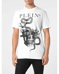 Philipp Plein - Cotton T-Shirt With Skull Print And Rhinestone Embellishments - Lyst