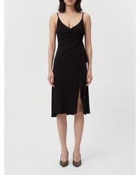 Versace - Viscose Mini Sheath Dress With Logo Straps And V-Neck - Lyst