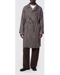 Tagliatore - Chevron Pattern Wool Blend Belted Robe Coat - Lyst