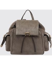 Brunello Cucinelli - Small Suede Backpack With Drawstring Closure And Monili - Lyst