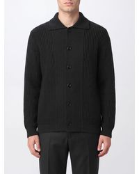 Lardini - Wool And Cashmere Cardigan With Classic Collar And Ribbed Knit - Lyst