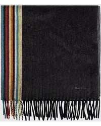 Paul Smith - Multicolour Striped Pure Cashmere Scarf With Fringes - Lyst