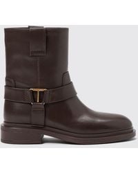 Twinset - Smooth Leather Biker Ankle Boots With Metallic Logo And Double Pull Tabs - Lyst