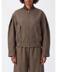 Ganni - Relaxed Fit Merino Wool Cropped Bomber Jacket With Zip Closure - Lyst