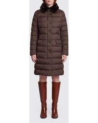 Moorer - Vetiver-S3 Long Technical Fabric Down Jacket With Fur Collar - Lyst